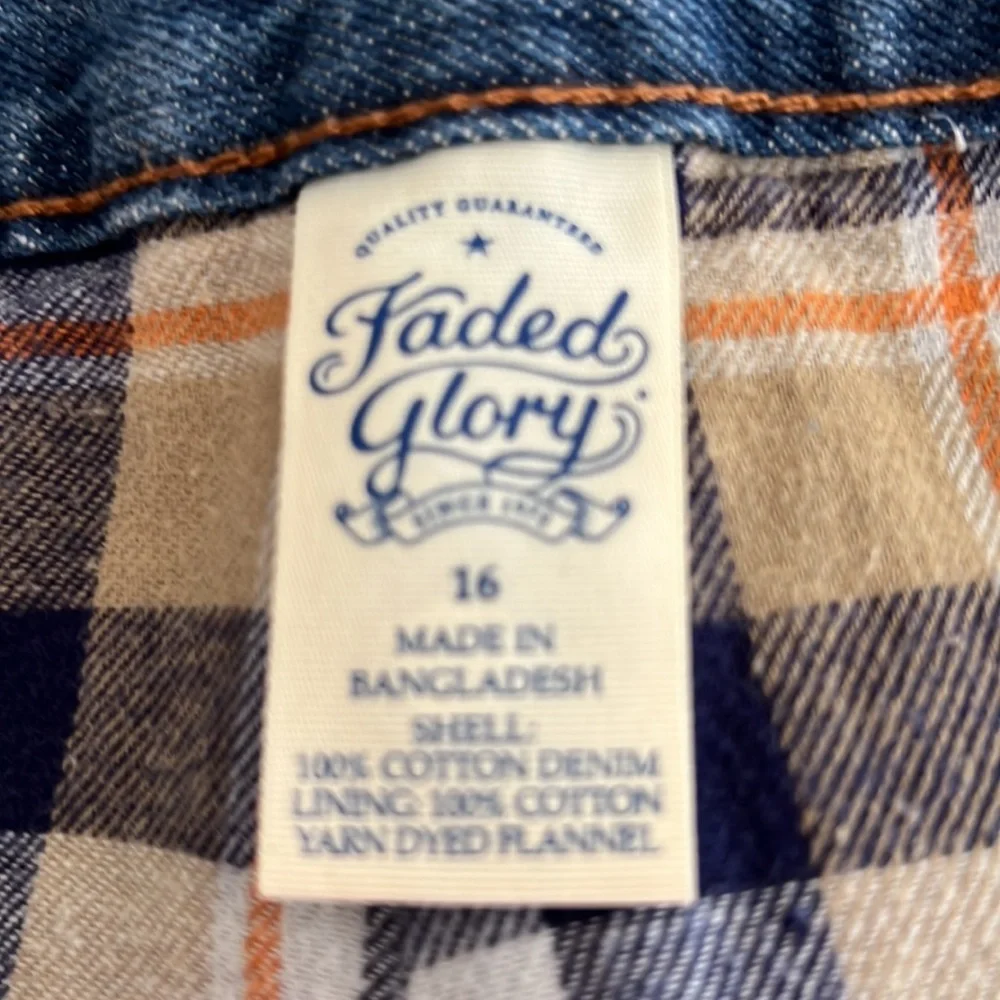 NWT Faded Glory Boys Size 16 Flannel Lined Jeans Blue Denim Plaid Lining